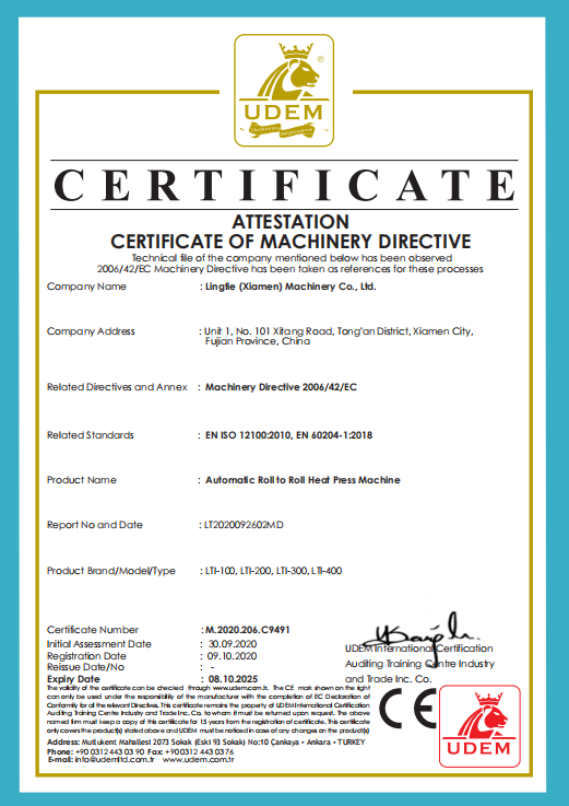 Otomatik rulodan ruloya Isı Pres Makinesi için CE sertifikaları